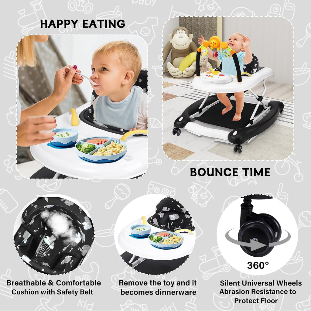 5 in 1 Foldable Baby Walker for Boys Girls Infant 6-12 Months | Walkers for Babies with Bouncer, Rocker, Feeding