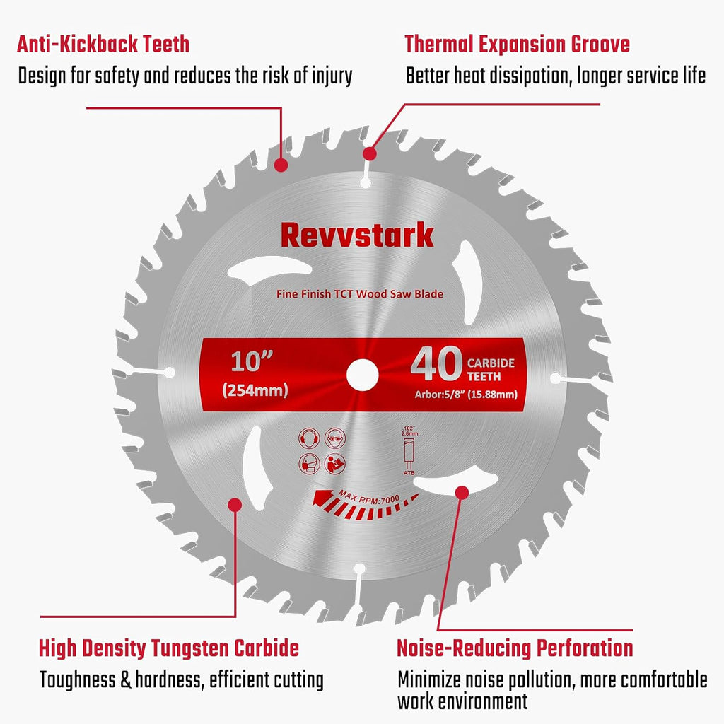 10 Inch 40&60T Circular Saw Blade for Various Wood, 5/8" Arbor | Carbide Tipped Teeth, TCT Saw Blades for Cutting