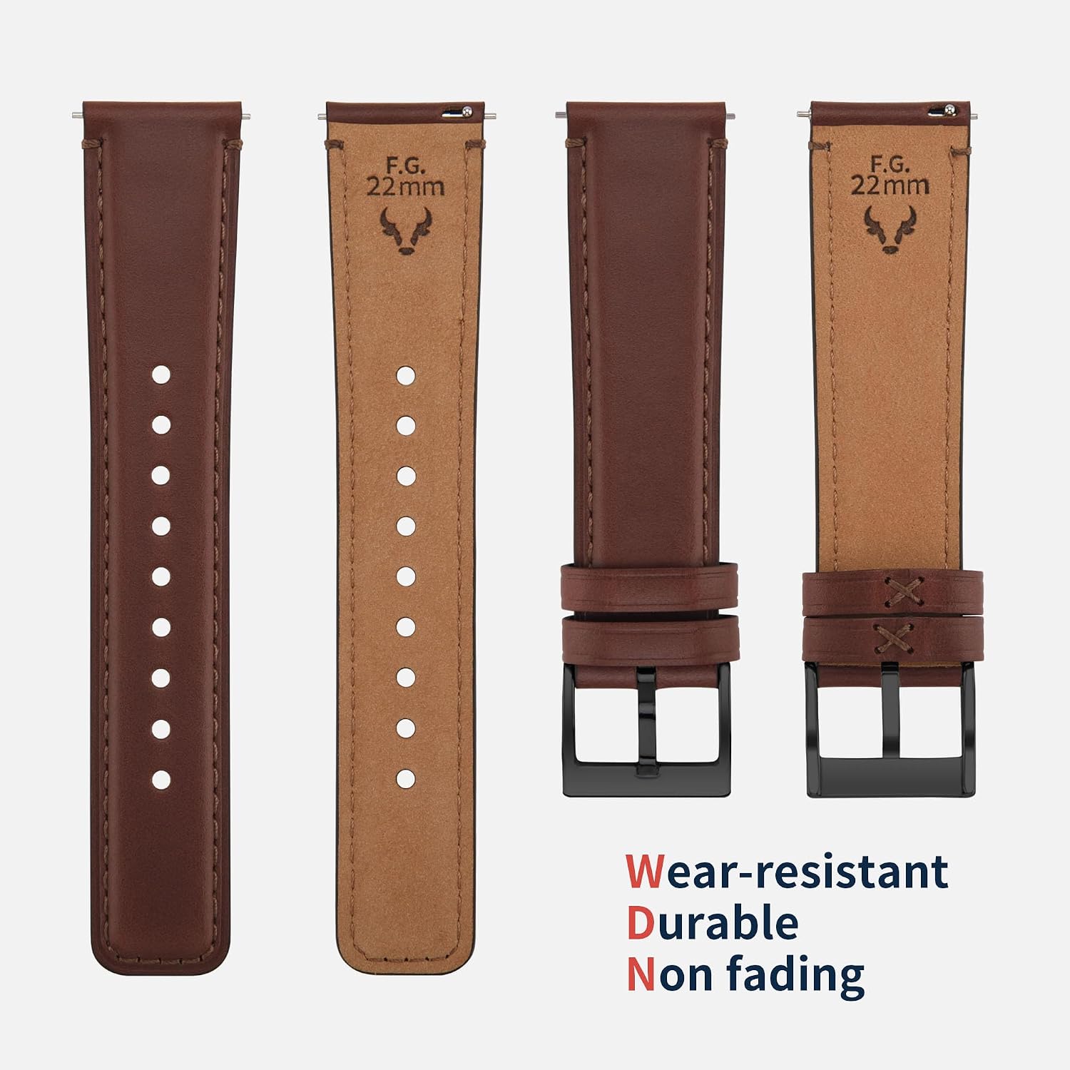 18/19//20/21/22/23/24/26mm Quick Release Leather Watch Band | Burnished Leather Wristband Suitable for Quartz
