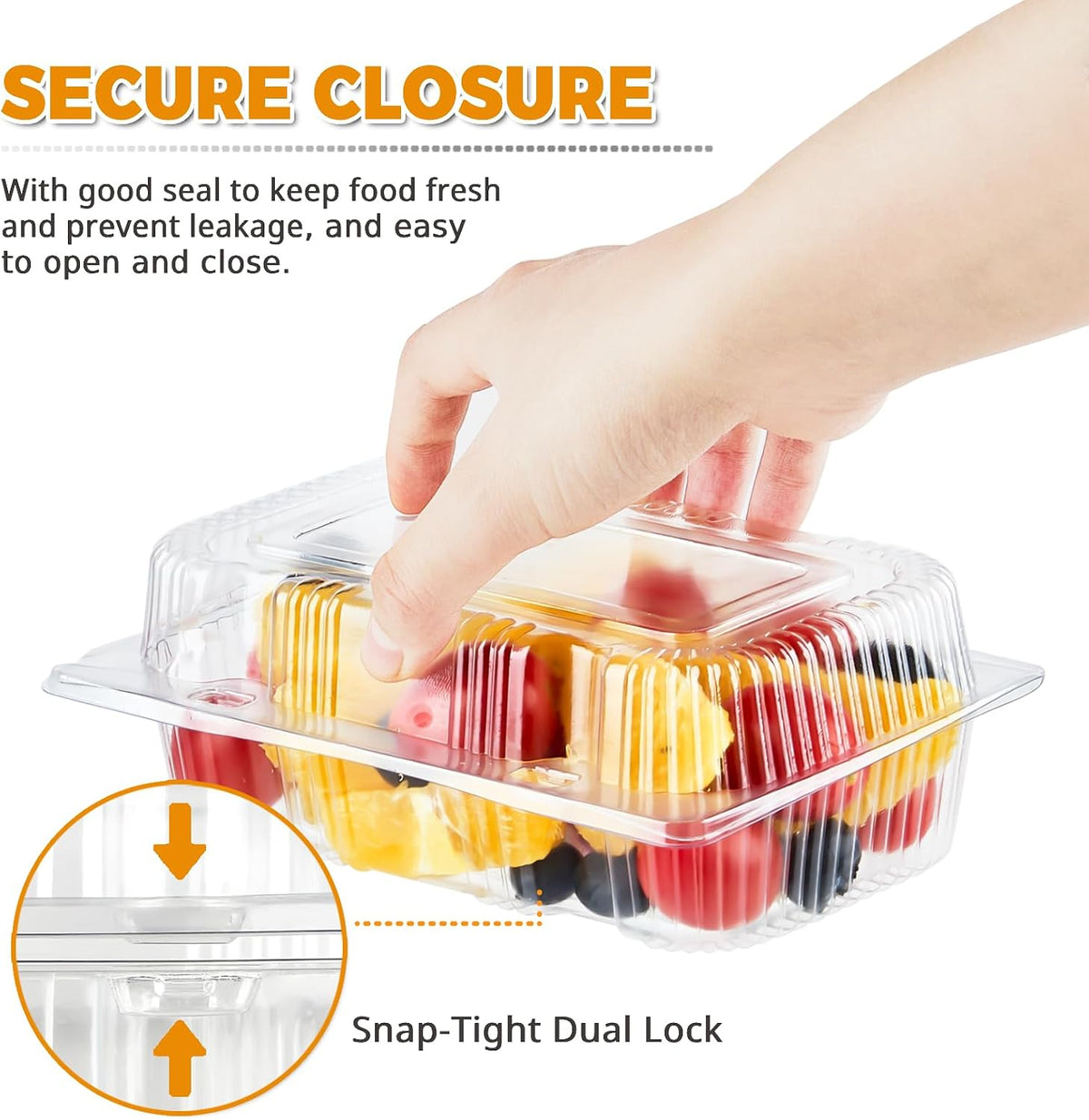 40 Clear Plastic Clamshell Take Out Food Containers with Lids