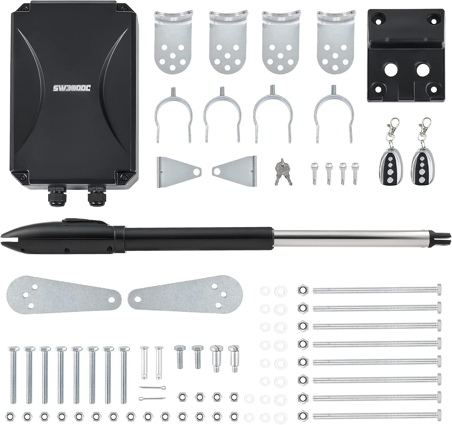 Automatic Swing Gate Opener Kit, Electric Gate Opener for Doors up to 660lb 18ft, Driveway Home Garden Gate Opening