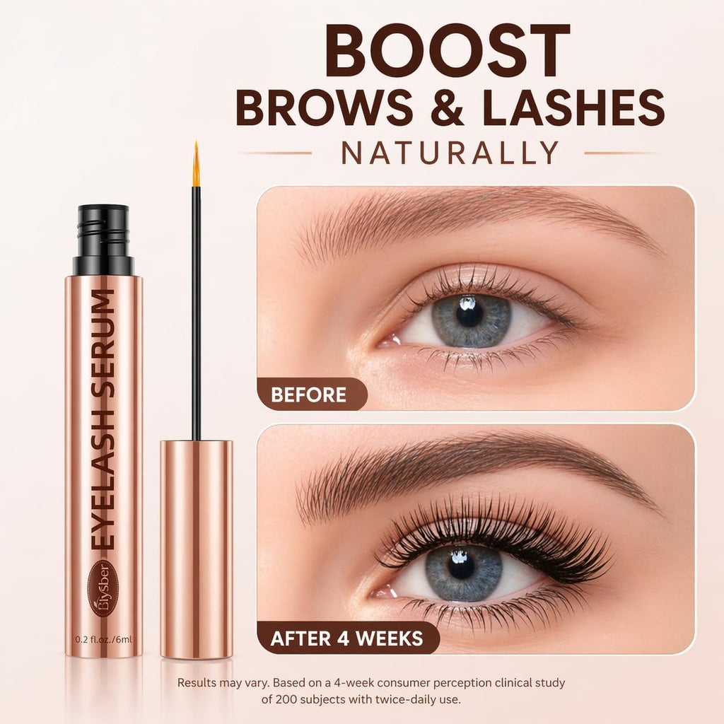 Eyelash Growth Serum with 3-Peptide Complex, Hyaluronic Acid & Botanical Extracts, Vegan Formula for Sensitive Eyes