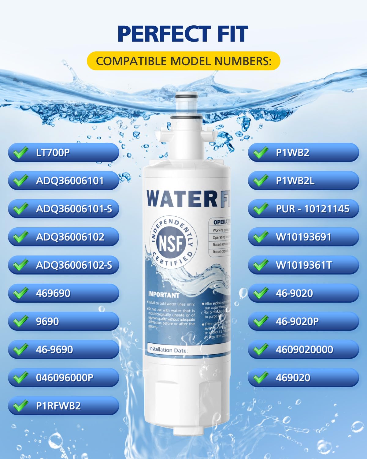 ADQ36006101 Water Filter Replacement for LG LT700P