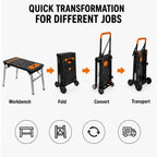 Folding Workbench 7 in 1 Portable Work Table with Wheels Height Adjustable