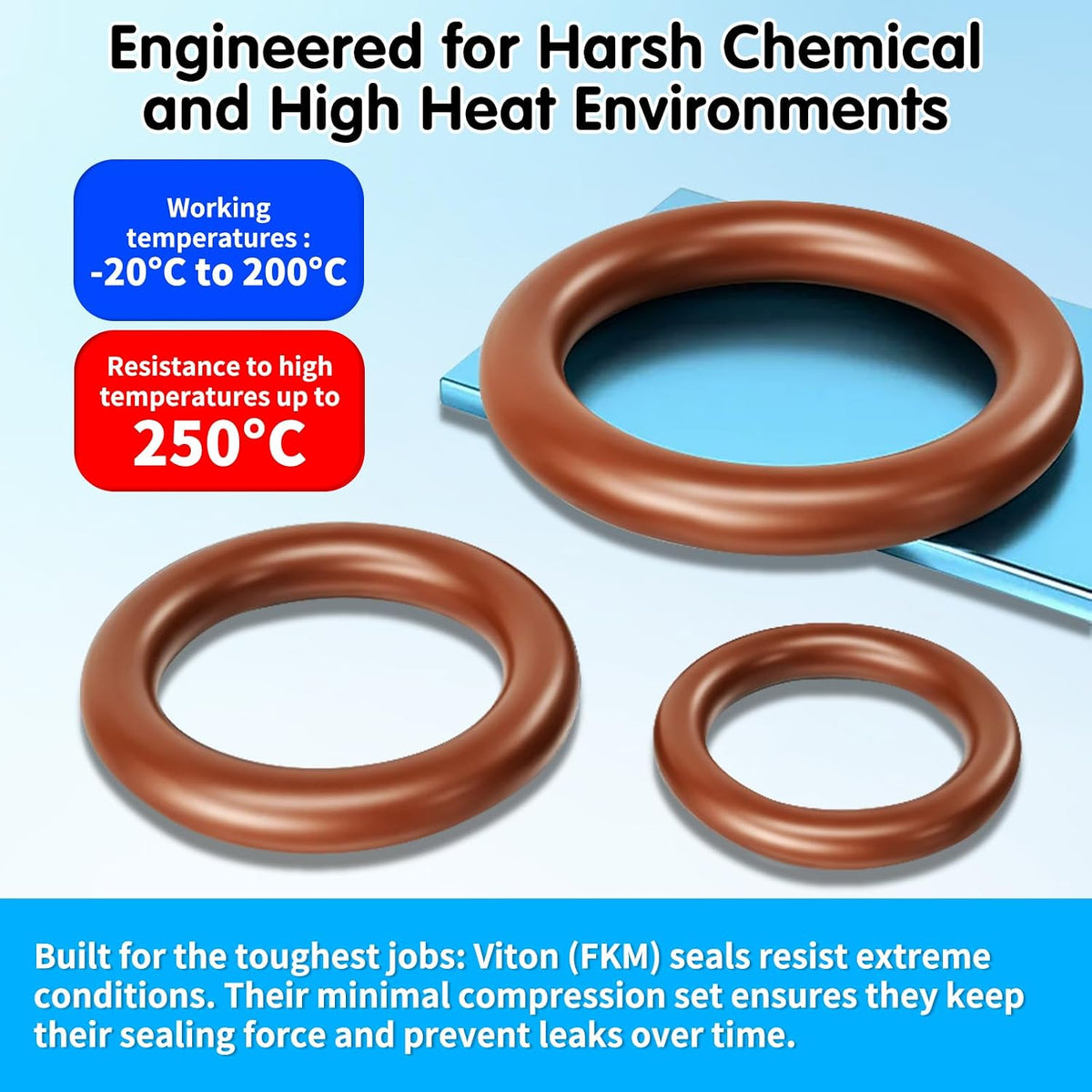 398PCS Viton O Rings,30 Sizes SAE AS568 O-Rings Kit