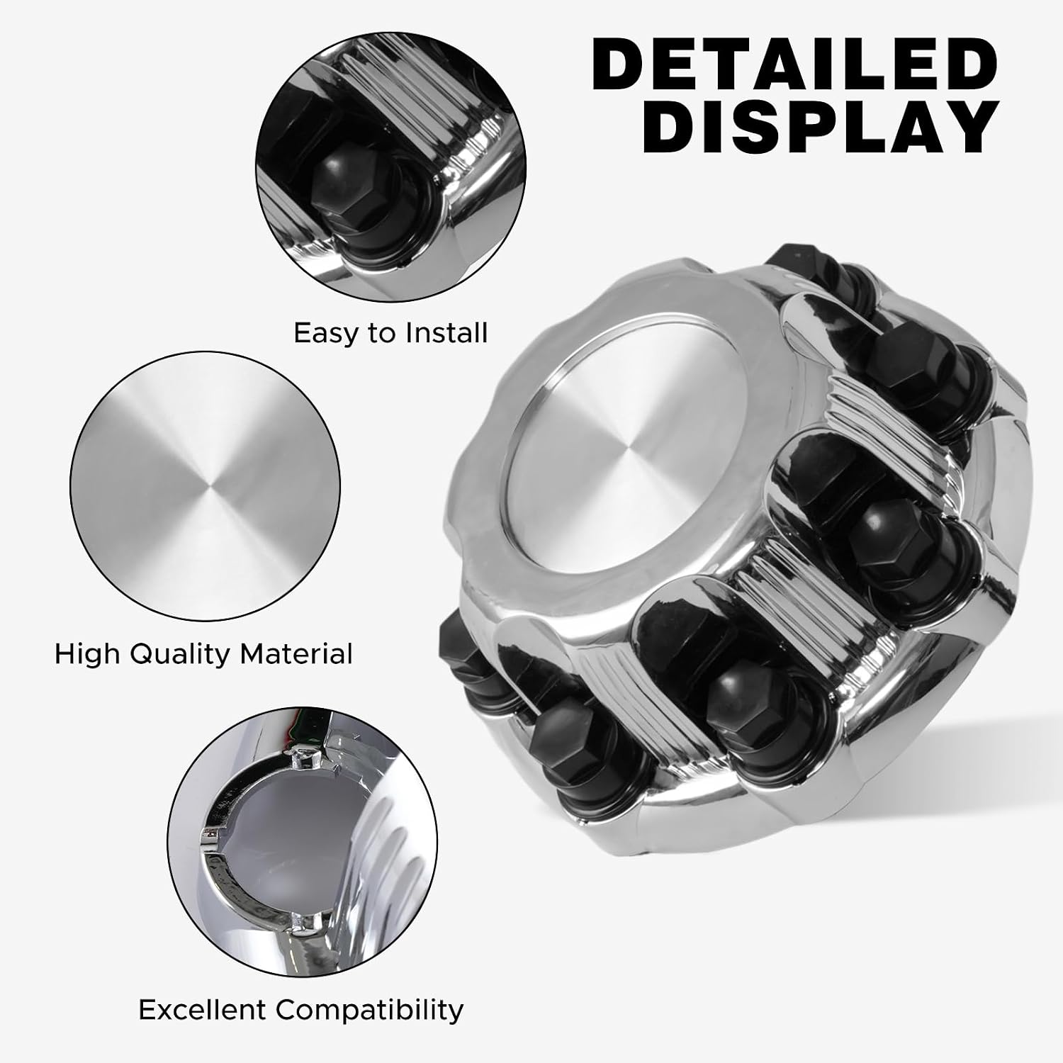 (Set of 4) Chrome Wheel Center Caps 8 Lugs Fit for Select Van | 16 Inch & Truck - Replacement 15039489, 15039488