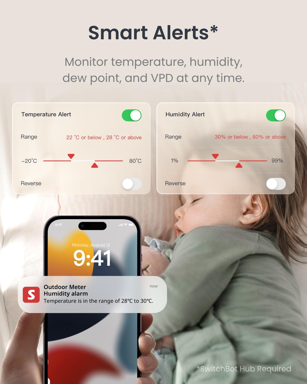 Bluetooth Hygrometer Thermometer, IP65 Indoor Outdoor Humidity Sensor with Remote App Control, Room Temperature