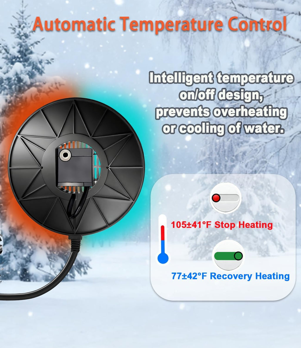 Bird Bath Heater, Utility Birdbath Water Heater Deicer Water Pump with Thermostatically Controlled, De-Icer
