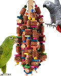 Bird Toys for Parrots, 22in Large Parrot Chew Toys Natural Wood and Corn Cob Hanging Chewable Shredding Toy for Bird