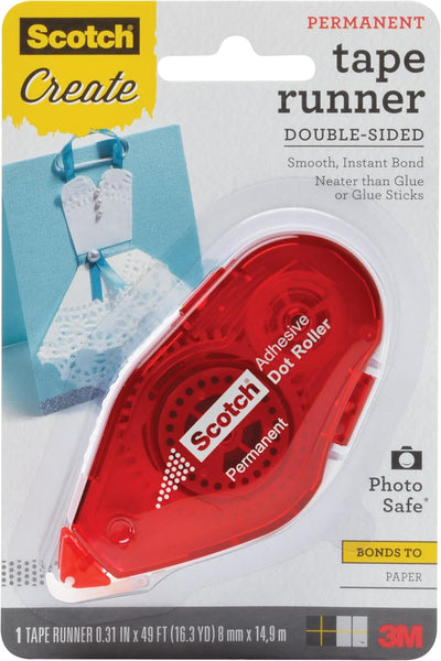 Double Sided Tape Runner, .31 in x 49 ft, 1-Pack