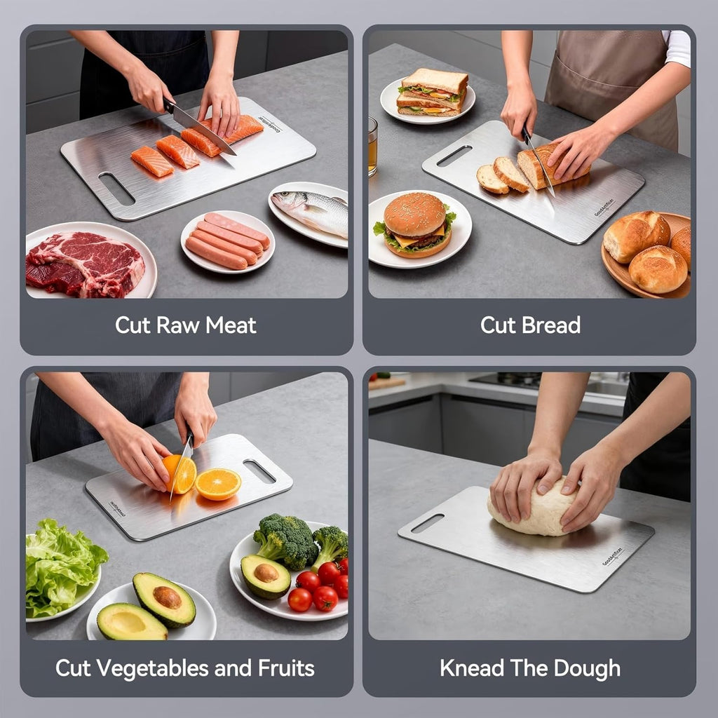 Titanium Cutting Boards Set of 3, 100% Pure Titanium Kitchen Cutting Board, Double-Sided Non-Toxic Cutting Board