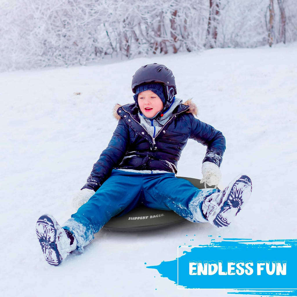 ProDisc 26 Inch Heavy Duty Aluminum Iron Alloy Metal Kids Winter Saucer Snow Sled with Dual Riveted Soft Grip Rope