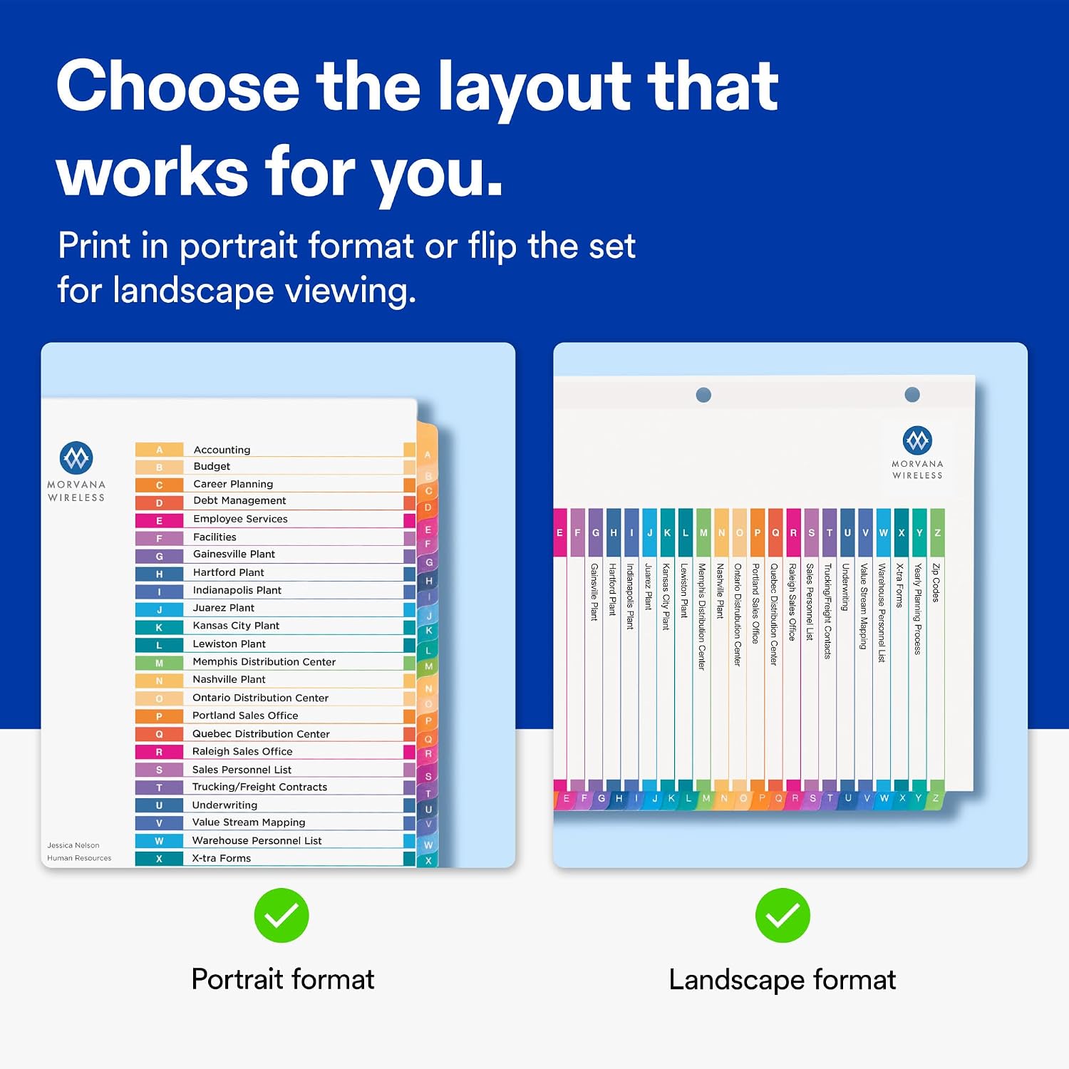 A-Z Dividers for 3 Ring Binders, 26 Tabs per Set, Customizable Table of Contents, Multicolor Tabs, Great for