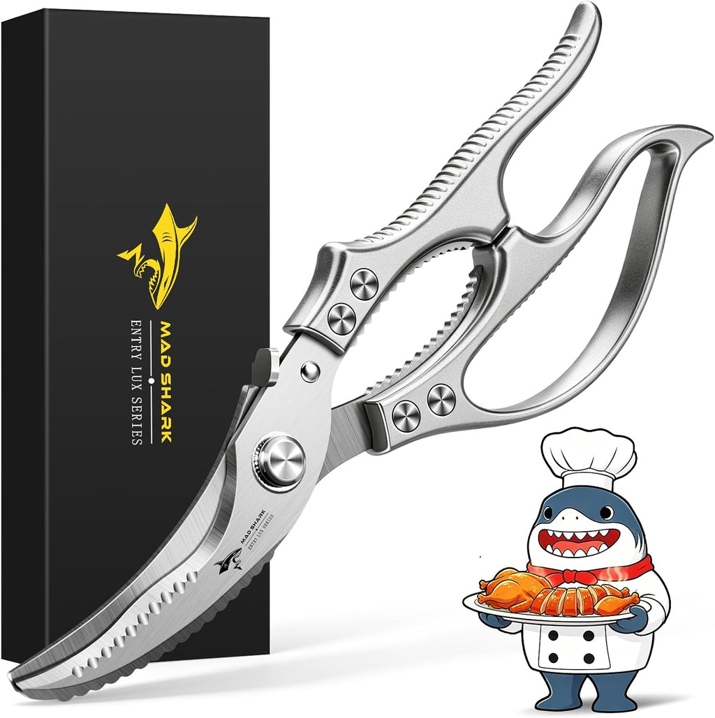 Heavy Duty Poultry Shears, Kitchen Shears with Non-Slip Handle & Safety Lock, All Purpose Kitchen Scissors for