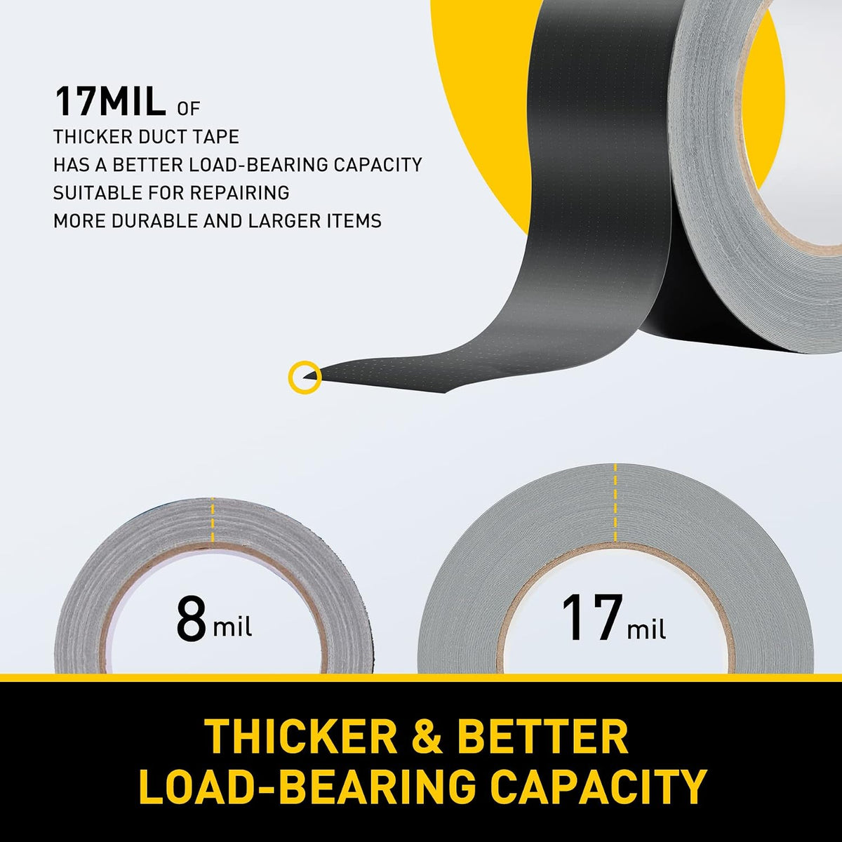 10 Rolls Heavy Duty Black Duct Tapes, 2 Inches x 25 Yards, 17 mil