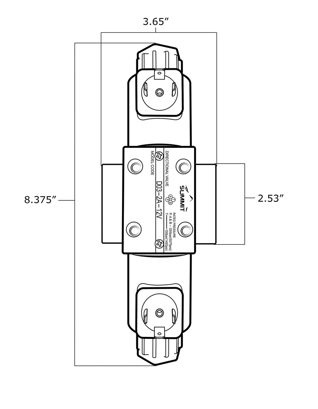 Electric Hydraulic Double Acting Control Valve w/Rocker Switch, 2 Spool, 15 GPM (A Spool Controls Double Acting Cylinders, 24 Volt)