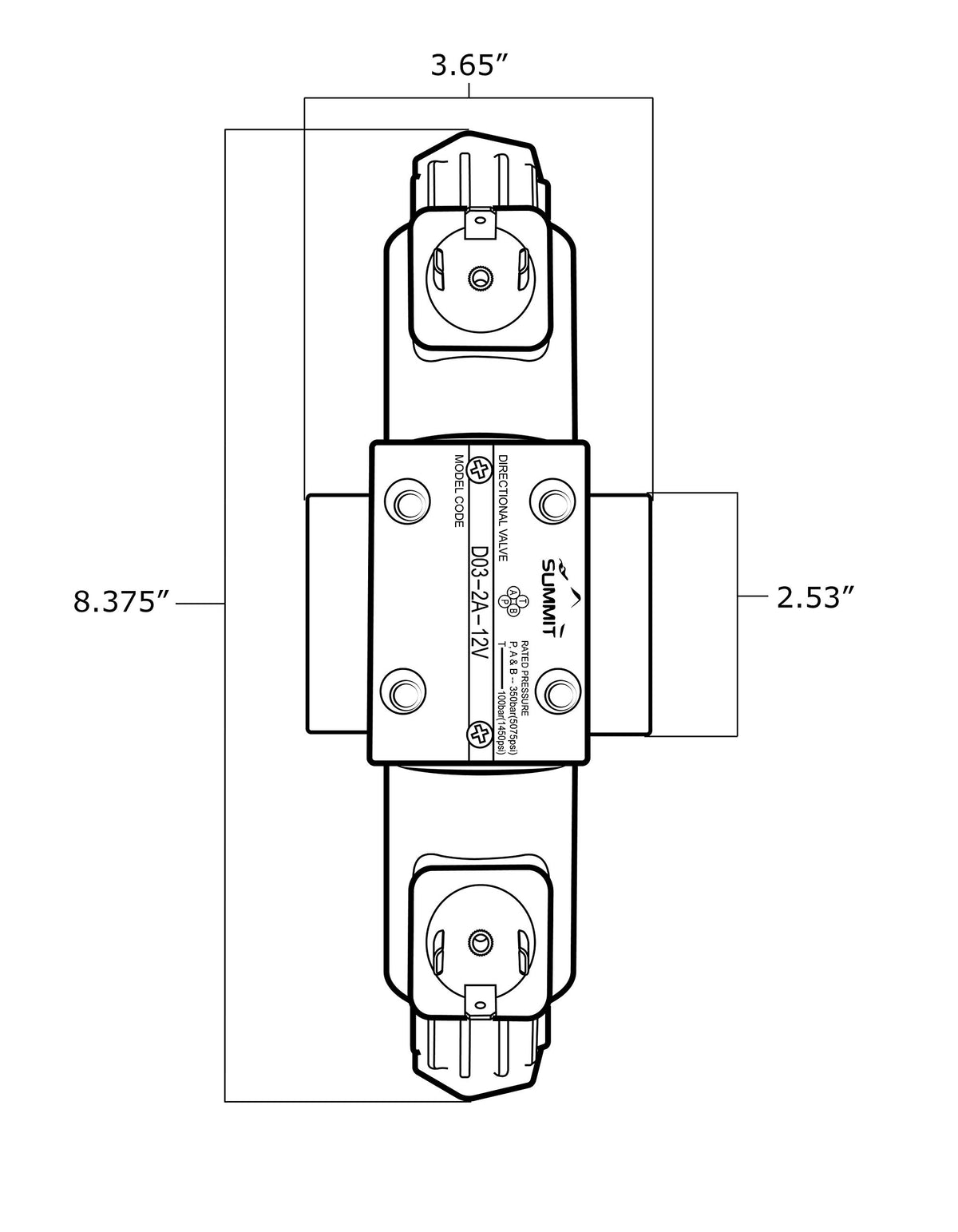 Electric Hydraulic Double Acting Control Valve w/Rocker Switch, 2 Spool, 15 GPM (A Spool Controls Double Acting Cylinders, 24 Volt)