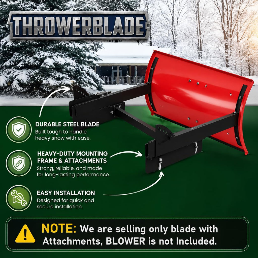 Throwerblade Snowplow Kit with (Blade, and Hardware Included) – Heavy-Duty Snow Plow Blade - Quick & Efficient Snow