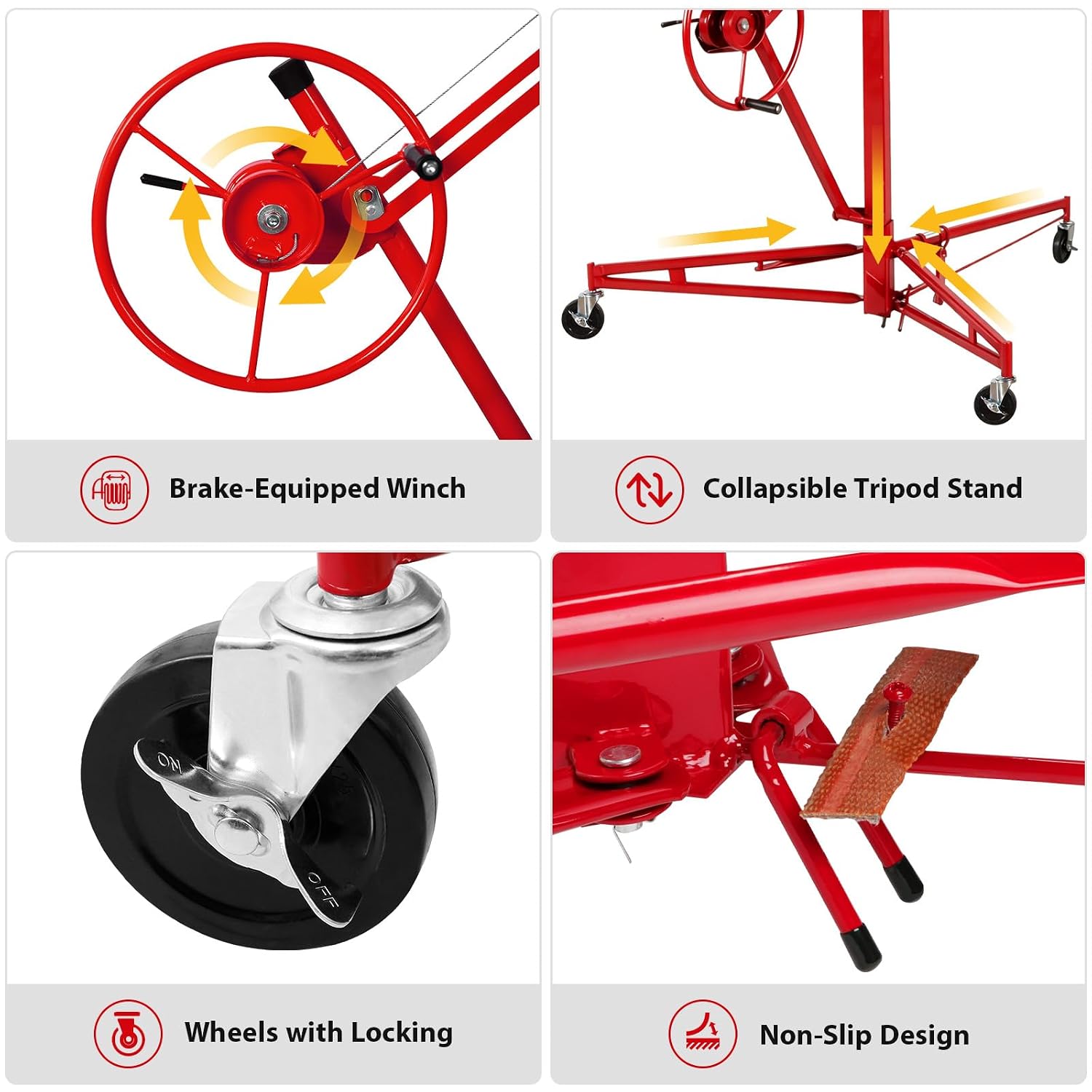 11FT Drywall Lift, Drywall Jack Lift for Ceiling | 360° Adjustable Drywall Panel Hoist, 150LBS Heavy Duty Drywall