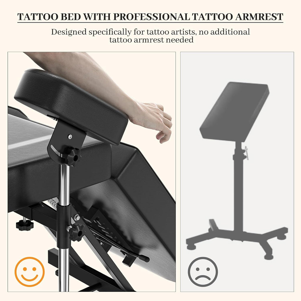 Tattoo Chair for Client, Adjustable Armrests Facial Lash Bed