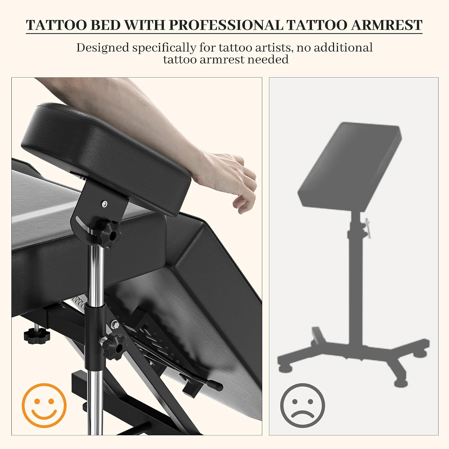 Tattoo Chair for Client, Adjustable Armrests Facial Lash Bed