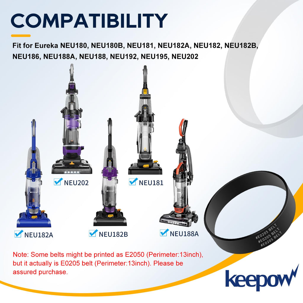 KEEPOW E0205 Vacuum Belts Replacement Fit for Eureka PowerSpeed Bagless
