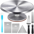 12" Aluminum Cake Turntable Set, Rotating Cake Stand for Decorating