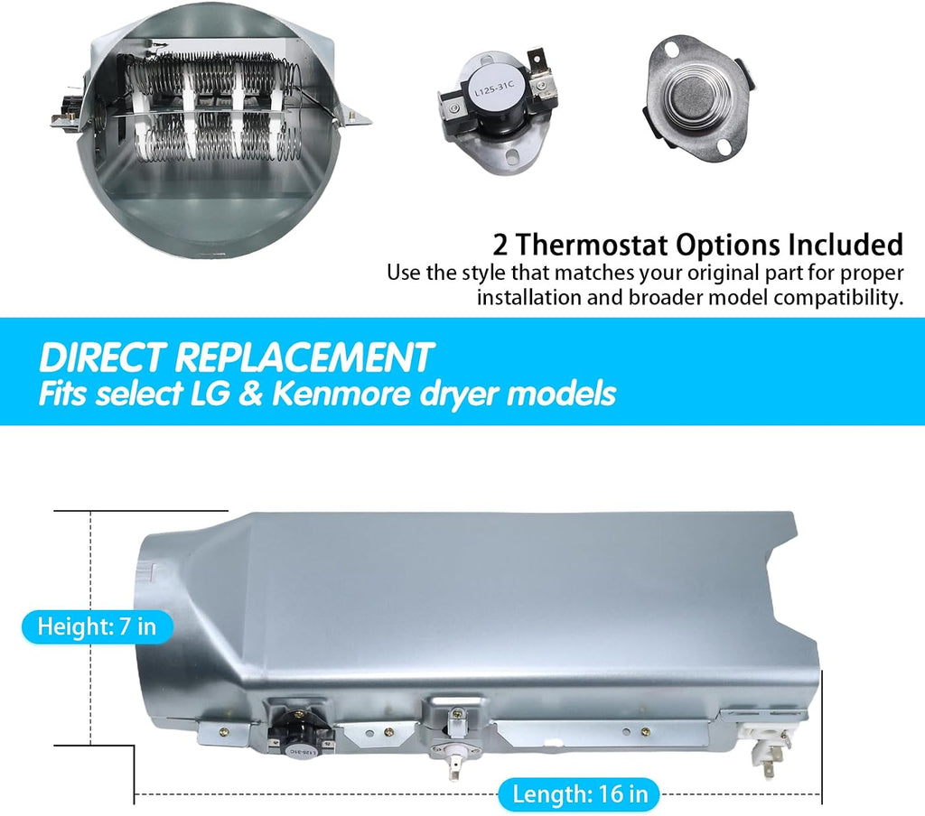 DLE1501W DLEX3470V DLE5977B DLEX3360W DLEX3370W Dryer Heating Element Kit
