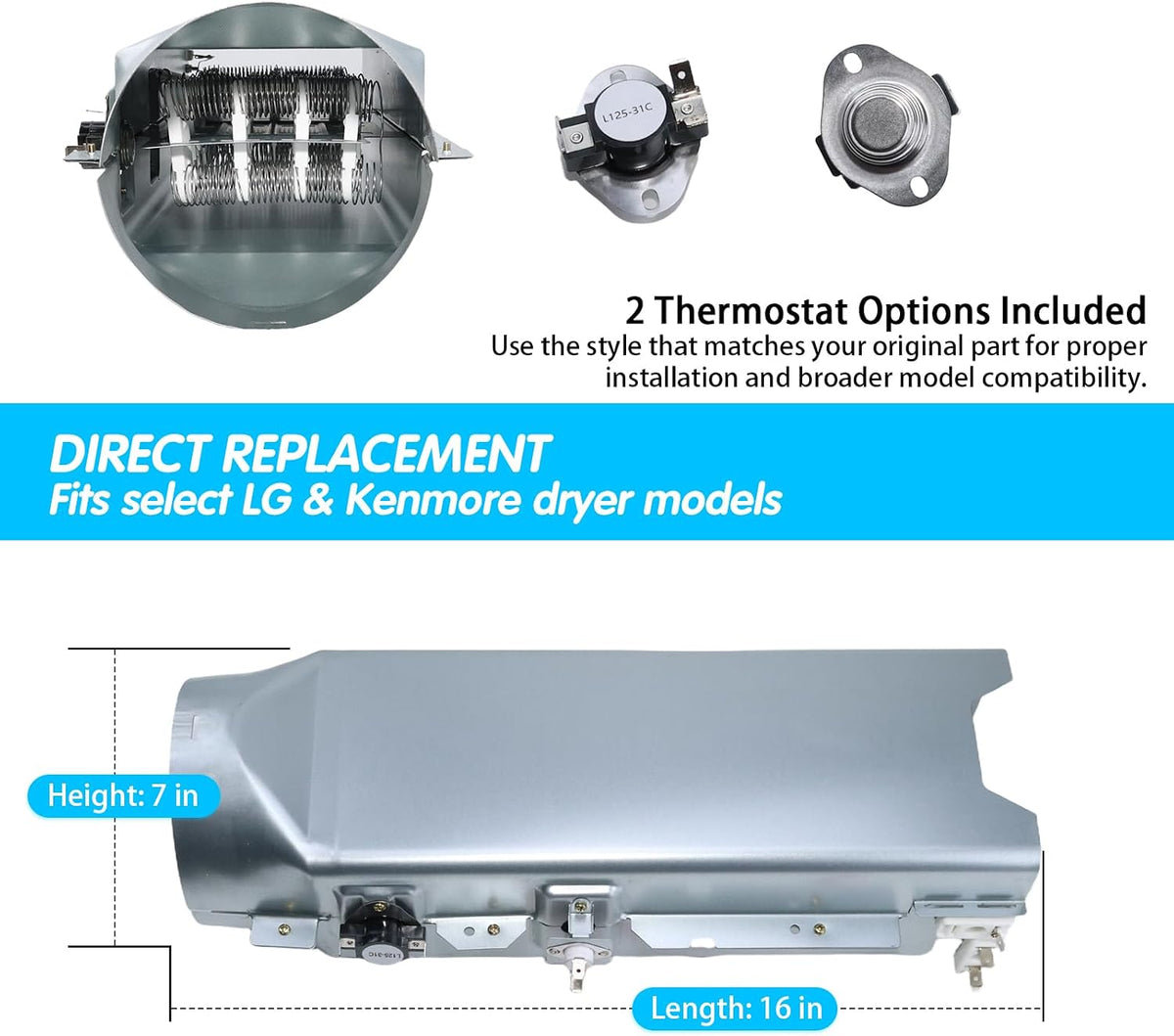 DLE1501W DLEX3470V DLE5977B DLEX3360W DLEX3370W Dryer Heating Element Kit