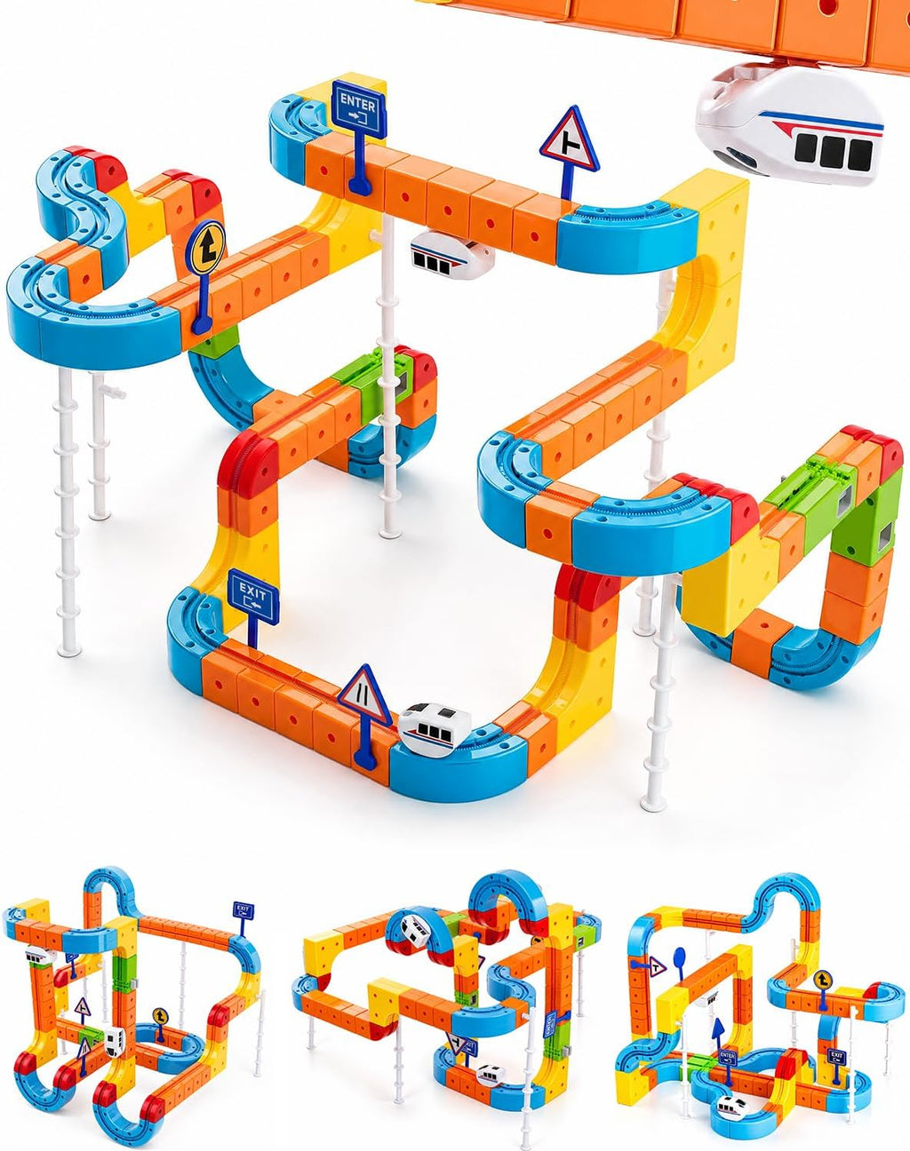 Electric Train Set for Kids, 3D Cube Track with Gravity-Defying Loop | 147pcs Track Building Cube Set with 2 Electric