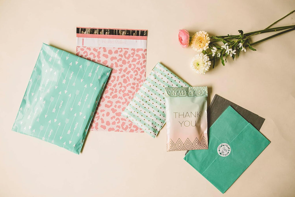 50 Poly Mailers 14.5x19 - Rose Gold Cheetah Shipping Bags