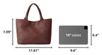 Woven Tote Bag for Women Soft Vegan Leather Large Shoulder Bag