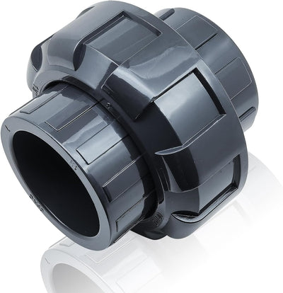 PVC Union Pipe Fittings, 1Pc 4inch Slip Union Coupling Adapter, Schedule 80, EPDM O-ring, Socket x Socket, Grey