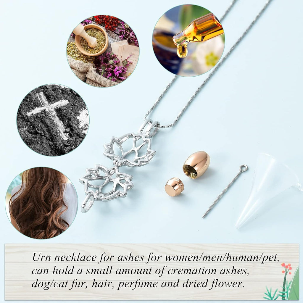 Cremation Jewelry for Ashes - Lotus Flower Ashes Pendant Necklace with Mini Keepsake Urn Memorial Ash Jewelry