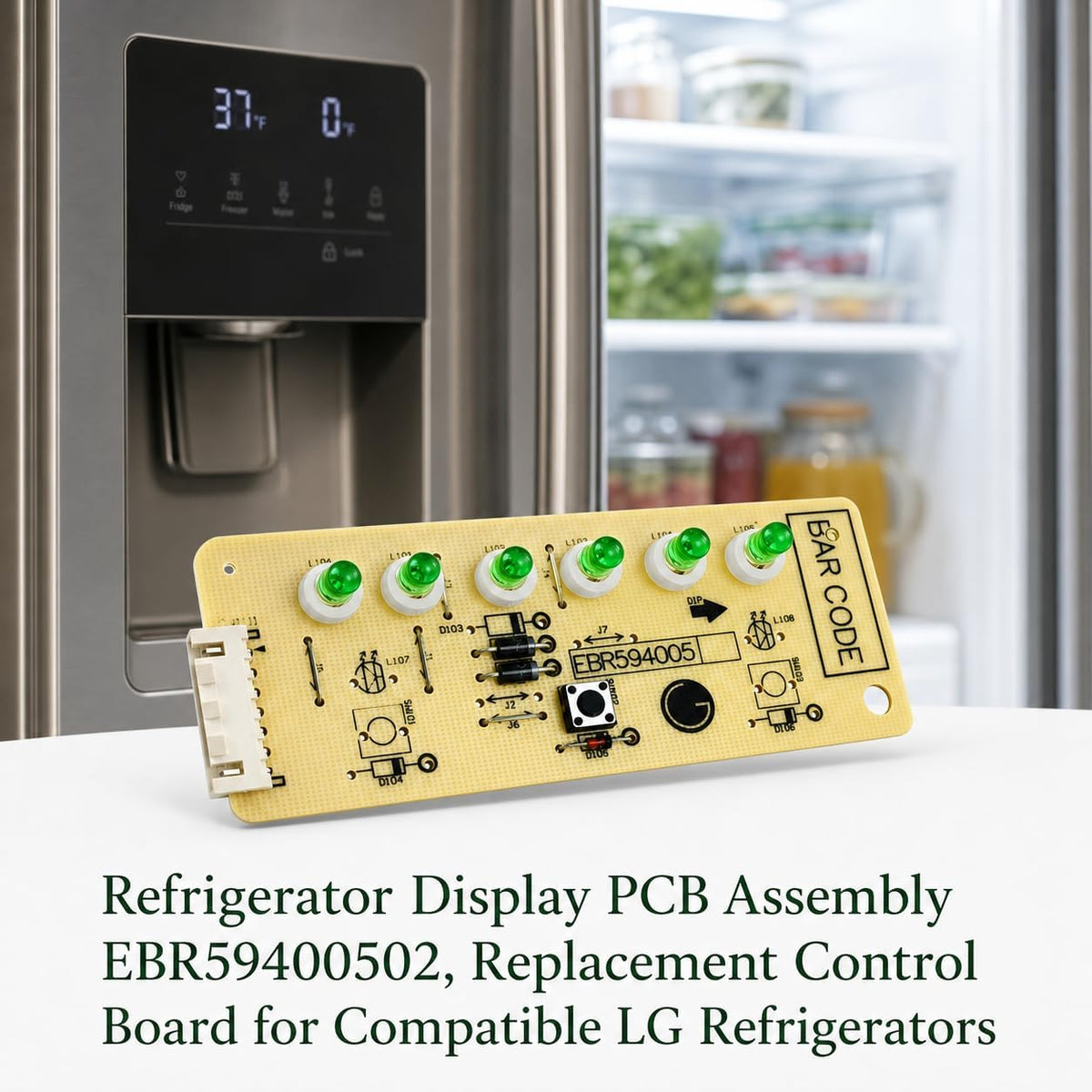 EBR59400502 Refrigerator Display PCB Assembly，Replacement Control Board for Compatible LG Refrigerators