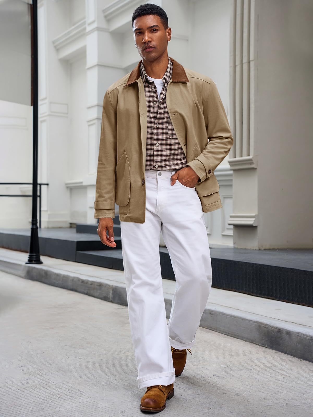 Mens Lightweight Jackets Casual Stylish Button Down Barn Jacket