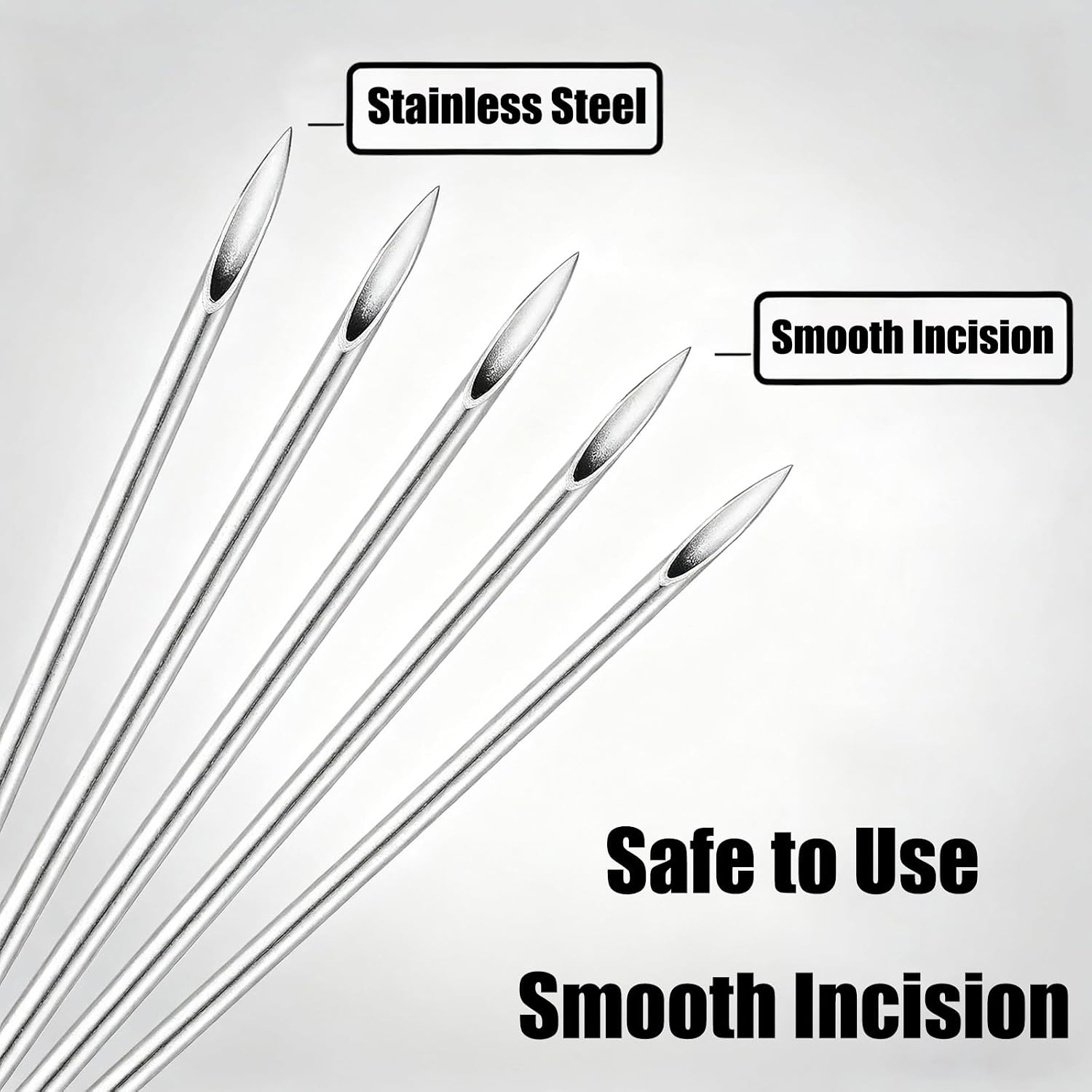 Body Piercing Needles Kits, Disposable Stainless Steel Needles with Forceps Clamp, Suitable for Ear Nose Septum Ear