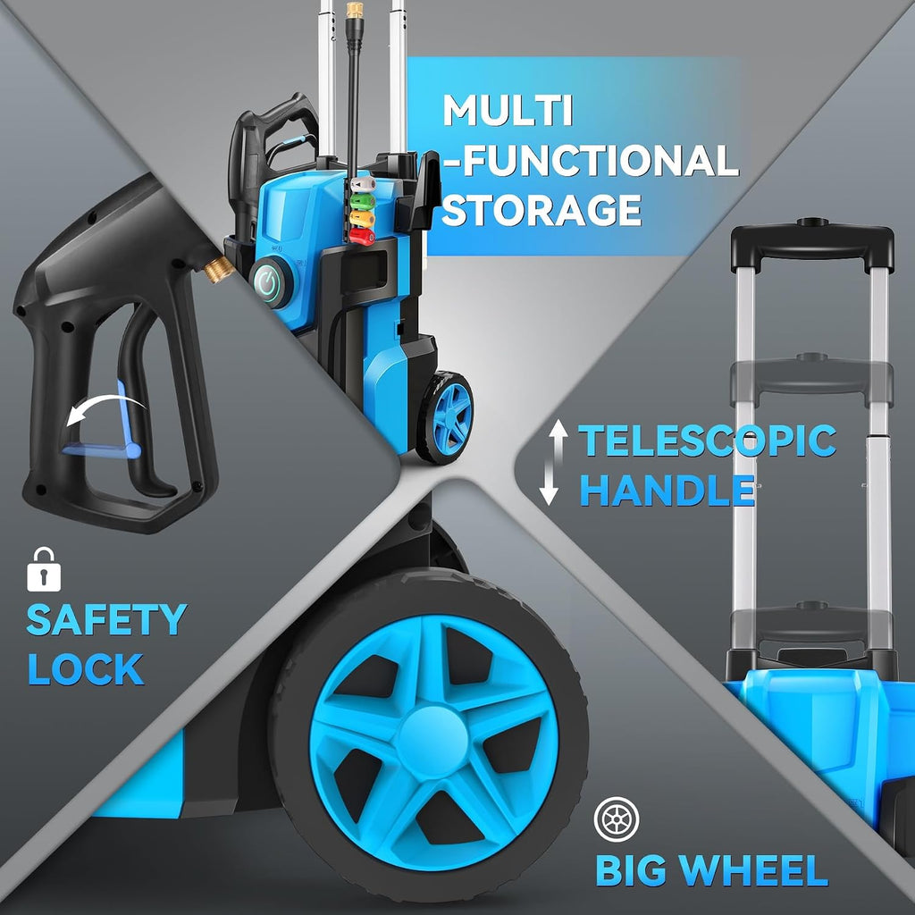 Electric Pressure Washer, 5000 PSI 4.0 GPM Heavy Duty Power Washer, with 4 Nozzles,Foam Cannon,33FT Hose and 500ml