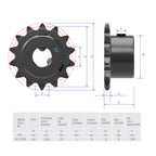FOCMKEAS 14 Tooth Roller Chain Sprocket, 25 Chain, 10mm Bore
