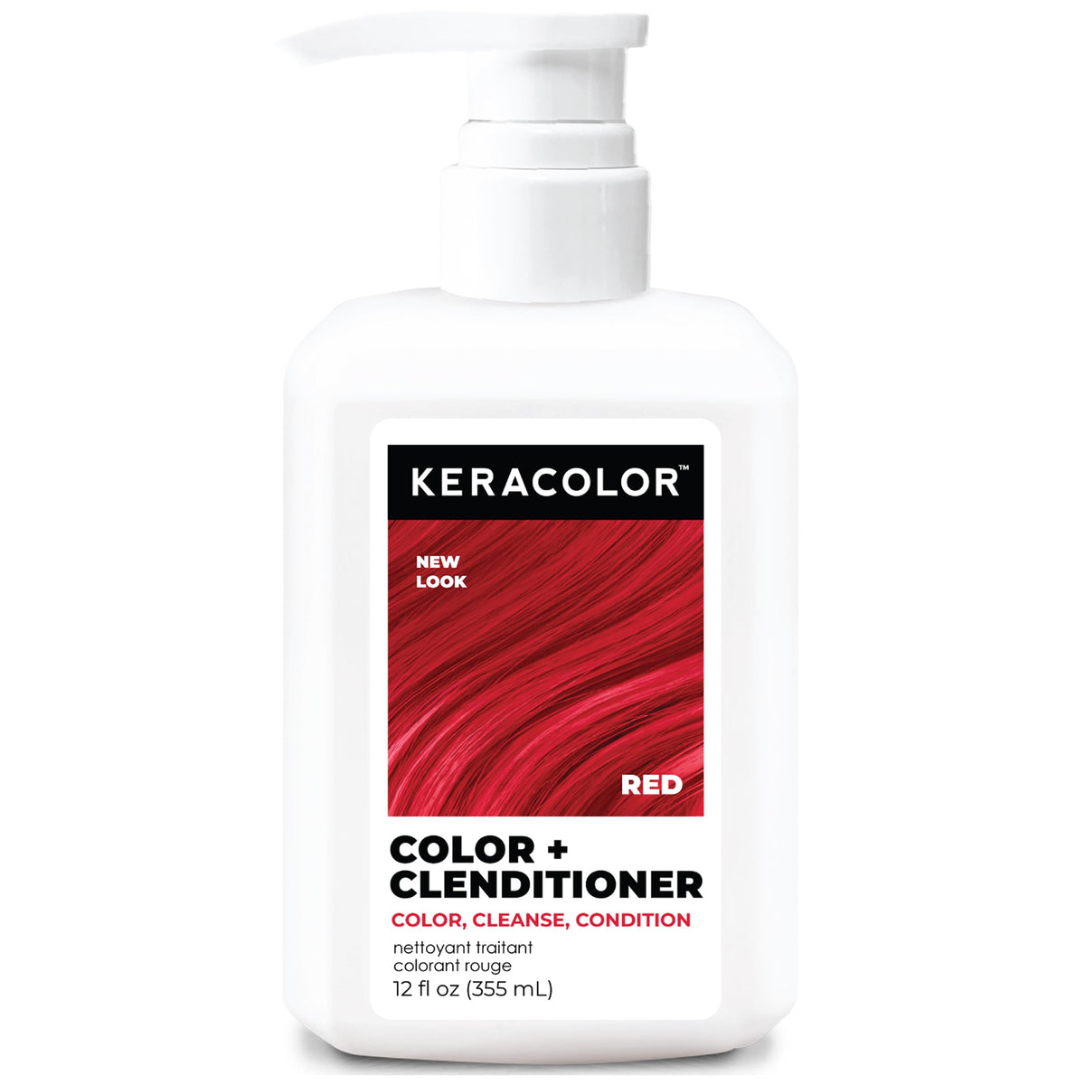 Color + Clenditioner, Semi-Permanent Hair Color, Red, 12 Fl Oz