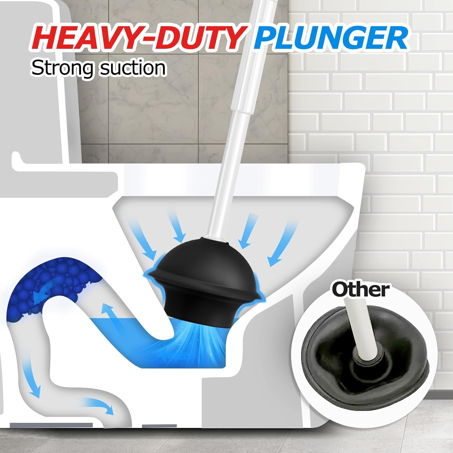 2in1 Toilet Brush & Plunger Set, Bathroom Essentials for Apartment | 21" Extended, Apartment Must Haves, Accessories