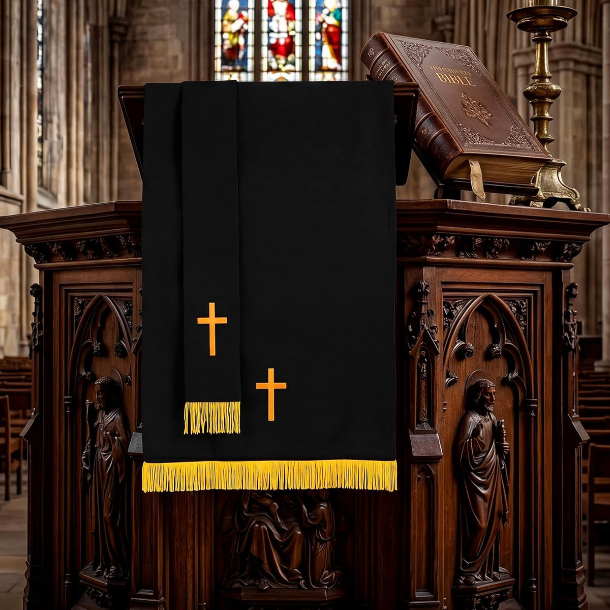 3 Set Parament Table Runner Altar Cloth Black and White