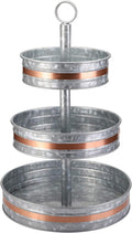Three Tiered Serving Stand, Rustic Metal Cupcake Stand, Farmhouse Galvanized Tiered Serving Tray for Dessert