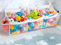 Extra Large Bath Toy Organizer with 3 Compartments and Multiple Pockets, Quick-Dry Mesh Bathtub Storage for Kids' Toys