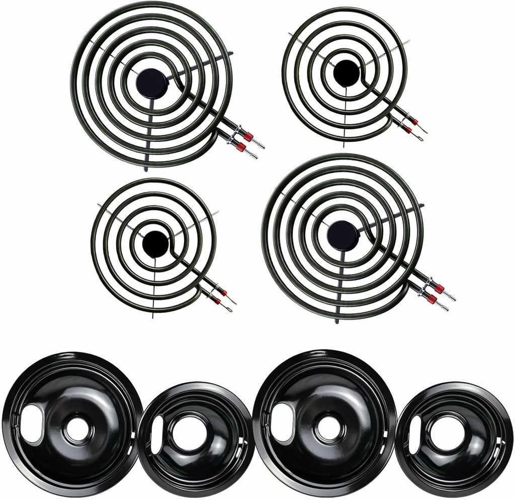 W10290350 W10290353 Drip Pans & MP22YA Electric Burner Element Set