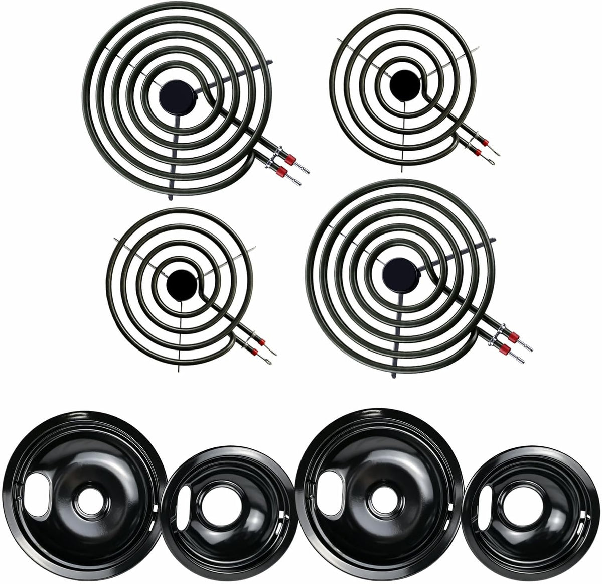 W10290350 W10290353 Drip Pans & MP22YA Electric Burner Element Set