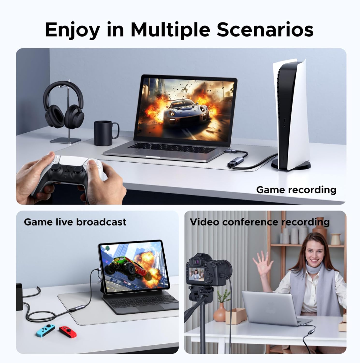 2K@30Hz 1080P 60FPS Video Capture Card 4K Input HDMI to USB 3.0 | 4K HDMI Input, Low Latency, Capture Card for