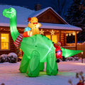 12FT Inflatable Dinosaur Santa Claus with Bright LED Lights for Yard | Giant blow up Christmas decorations, Outdoor