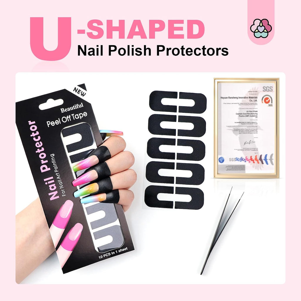 100PCS U-Shaped Nail Polish Protector for Fingers
