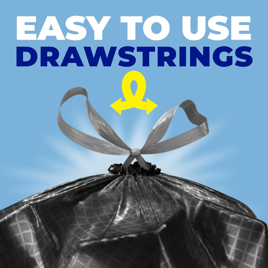 Ultra Strong Signature Scents 13G Trash Bags, Fresh Clean, 80ct | 13 Gallon Black Kitchen Trash Bags with 25% More